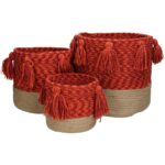 Καλάθι ArteLibre Κόκκινο Βαμβακερό 25x25x25cm Σετ 3Τμχ - 1 τεμ.