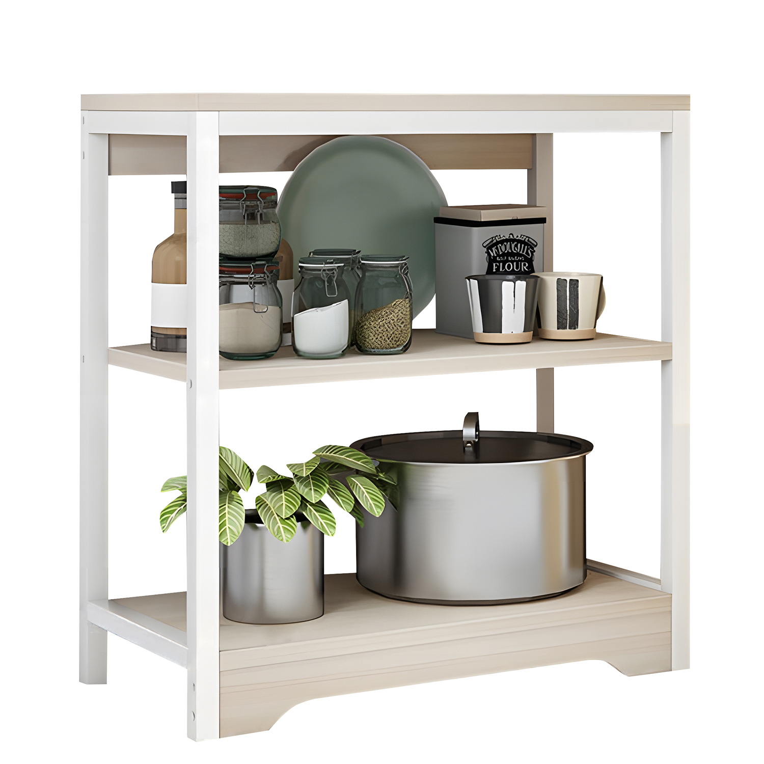 14370229 Ραφιέρα Κουζίνας ArteLibre OTTER Maple/Λευκό MDF/Μέταλλο 60x30x66cm - 1 τεμ. - Image 1
