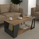 Τραπεζάκι Σαλονιού ArteLibre TINOS Φυσικό/Ανθρακί Μοριοσανίδα/Μελαμίνη 100x55x36cm - 1 τεμ. - Image 6