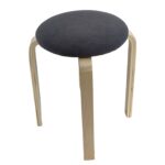 Σκαμπό ArteLibre MILOA Γκρι/Φυσικό Ύφασμα/Ξύλο 42x42x45cm - 1 τεμ. - Image 2