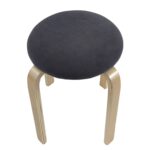 Σκαμπό ArteLibre MILOA Γκρι/Φυσικό Ύφασμα/Ξύλο 42x42x45cm - 1 τεμ. - Image 4