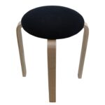 Σκαμπό ArteLibre MILOA Μαύρο/Φυσικό Ύφασμα/Ξύλο 42x42x45cm - 1 τεμ. - Image 2