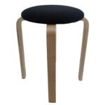Σκαμπό ArteLibre MILOA Μαύρο/Φυσικό Ύφασμα/Ξύλο 42x42x45cm - 1 τεμ.
