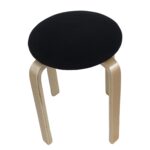 Σκαμπό ArteLibre MILOA Μαύρο/Φυσικό Ύφασμα/Ξύλο 42x42x45cm - 1 τεμ. - Image 3