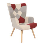 Πολυθρόνα ArteLibre BRIAR Μπορντό/Γκρι Patchwork Ύφασμα/Ξύλο 73x69x96cm - 1 τεμ.
