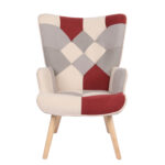 Πολυθρόνα ArteLibre BRIAR Μπορντό/Γκρι Patchwork Ύφασμα/Ξύλο 73x69x96cm - 1 τεμ. - Image 3