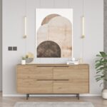 Μπουφές ArteLibre CARTMEL Φυσικό Μοριοσανίδα/Μέταλλο 44.5x160x74.3cm - 1 τεμ. - Image 3