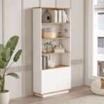 Βιβλιοθήκη ArteLibre BELMONT Πεύκο/Λευκό Μοριοσανίδα 75.5x26.8x168.3cm - 1 τεμ. - Image 2