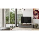 Έπιπλο Τηλεόρασης ArteLibre AYRSHIRE Γκρι Με Εφέ Τσιμέντο/Μπρονζέ Μοριοσανίδα/Μελαμίνη 160x37.3x38.7cm - 1 τεμ. - Image 4