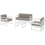MYKONOS SET 2ΘΕΣ.WHITE/ΜΑΞ. LIGHT BROWN(2ΘΕΣ.+2ΠΟΛ.+ΤΡΑΠ 65εκ.)