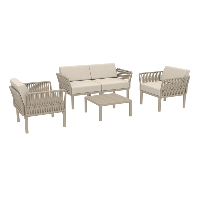 0013800 PORTOFINO LOUNGE SET 2ΘΕΣ.TAUPE/ΜΑΞ. BEIGE(2ΘΕΣ.+2ΠΟΛ.+ΤΡΑΠ 33εκ.) - Image 1