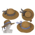 Καπέλο Ψάθινο Με Χρωματιστή Λωρίδα 98% Ψάθα/2% Polyester Μέγεθος One Size 37x37x12cm Σε 2 Χρώματα - 1 τεμ.