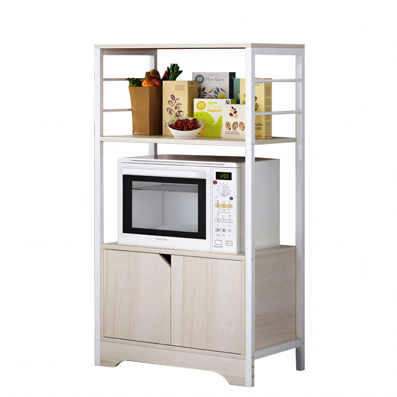 14370223 Ραφιέρα Κουζίνας ArteLibre GORAL Maple/Λευκό MDF/Μέταλλο 60x30x95cm - 1 τεμ. - Image 1