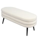 Παγκάκι Ottoman ArteLibre TONDO Λευκό Ύφασμα Teddy/Μέταλλο 42x112x44cm - 1 τεμ. - Image 3