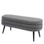 Παγκάκι Ottoman ArteLibre TONDO Γκρι Ύφασμα Teddy/Μέταλλο 42x112x44cm - 1 τεμ. - Image 3