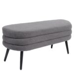 Παγκάκι Ottoman ArteLibre TONDO Γκρι Ύφασμα Teddy/Μέταλλο 42x112x44cm - 1 τεμ.