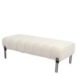 Παγκάκι Ottoman ArteLibre KUBO Λευκό Ύφασμα Teddy/Μέταλλο 40x116.5x50cm - 1 τεμ. - Image 3