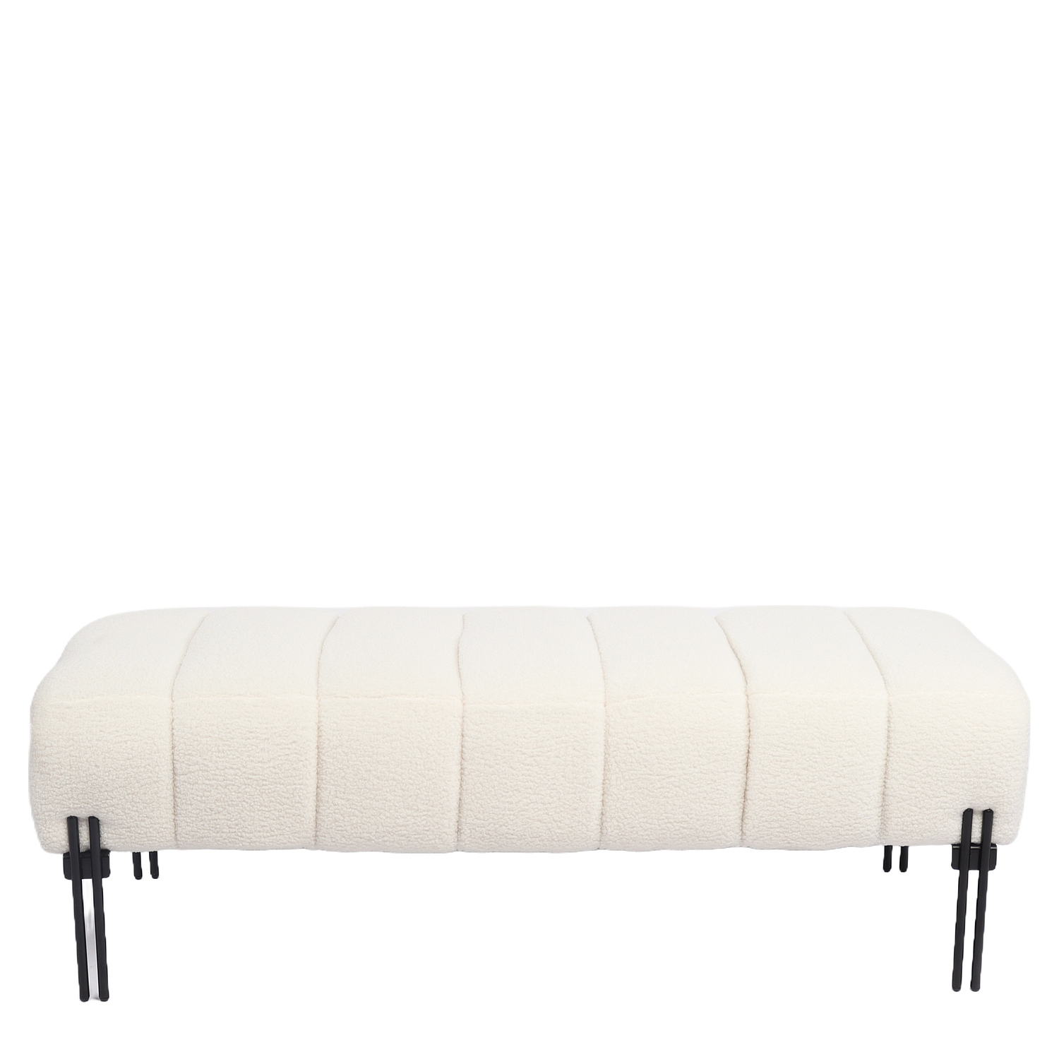 14770103-5 Παγκάκι Ottoman ArteLibre KUBO Λευκό Ύφασμα Teddy/Μέταλλο 40x116.5x50cm - 1 τεμ. - Image 1