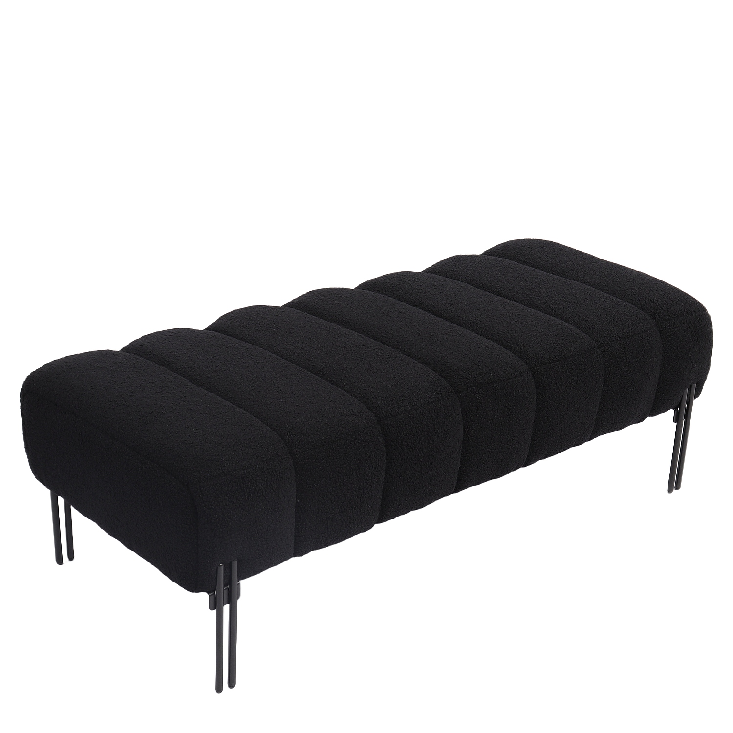 14770104-6 Παγκάκι Ottoman ArteLibre KUBO Μαύρο Ύφασμα Teddy/Μέταλλο 40x116.5x50cm - 1 τεμ. - Image 1
