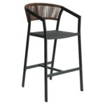 Σκαμπό Bar ArteLibre SANTORINI Μαύρο/Φυσικό Αλουμίνιο/Rattan 55x56x99cm - 1 τεμ. - Image 2