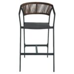 Σκαμπό Bar ArteLibre SANTORINI Μαύρο/Φυσικό Αλουμίνιο/Rattan 55x56x99cm - 1 τεμ. - Image 6
