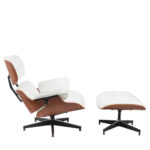 Πολυθρόνα Relax ArteLibre MIREN Με Υποπόδιο Λευκό/Καφέ Ξύλο/PU 82x92x78cm - 1 τεμ. - Image 2