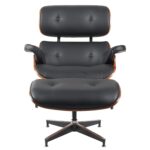 Πολυθρόνα Relax ArteLibre MIREN Με Υποπόδιο Μαύρο/Καφέ Ξύλο/PU 82x92x78cm - 1 τεμ. - Image 4