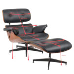 Πολυθρόνα Relax ArteLibre MIREN Με Υποπόδιο Μαύρο/Καφέ Ξύλο/PU 82x92x78cm - 1 τεμ. - Image 5
