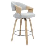 Σκαμπό Bar ArteLibre VIONARA Ανοιχτό Γκρι/Φυσικό 55x52.5x95cm - 1 τεμ.