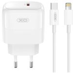 XO L136 ΦΟΡΤΙΣΤΗΣ  PD20W, 1 ΘΥΡΑ, ΜΕ ΚΑΛΩΔΙΟ TYPE-C ΣΕ LIGHTNING, ΛΕΥΚΟ