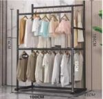 Μεταλλική κρεμάστρα δαπέδου διπλή - 100cm - 8677Y-N - Black - 421519 - Image 2
