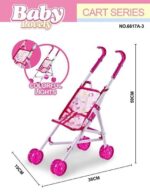 Παιδικό καροτσάκι κούκλας με φωτισμό LED - 6617A-3 - 307127 - Image 2