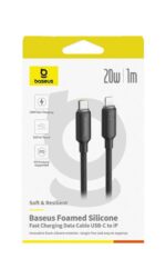 BASEUS FOAMED SILICONE, ΚΑΛΩΔΙΟ ΓΡΗΓΟΡΗΣ ΦΟΡΤΙΣΗΣ, TYPE-C ΣΕ LIGHTNING, 20W, 1M, ΜΑΥΡΟ - Image 2