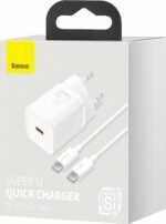BASEUS SUPER SI ΦΟΡΤΙΣΤΗΣ ΓΡΗΓΟΡΗΣ ΦΟΡΤΙΣΗΣ, 1 ΘΥΡA, ΠΕΡΙΛΑΜΒΑΝΕΙ ΚΑΛΩΔΙΟ TYPE-C ΣΕ TYPE-C, 25W, ΛΕΥΚΟΣ - Image 2