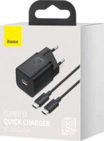 BASEUS SUPER SI ΦΟΡΤΙΣΤΗΣ ΓΡΗΓΟΡΗΣ ΦΟΡΤΙΣΗΣ, 1 ΘΥΡΑ, ΜΕ ΚΑΛΩΔΙΟ TYPE-C ΣΕ TYPE-C, 25W, ΜΑΥΡΟΣ - Image 3