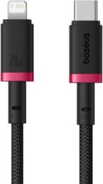 BASEUS DURA SERIES, ΚΑΛΩΔΙΟ ΓΡΗΓΟΡΗΣ ΦΟΡΤΙΣΗΣ, TYPE-C ΣΕ LIGHTNING, 20W, 2m, ΚΟΚΚΙΝΟ-ΜΑΥΡΟ - Image 2