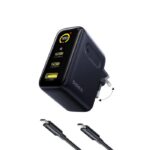 BASEUS PICOGO AE21, ΣΕΤ ΓΡΗΓΟΡΗΣ ΦΟΡΤΙΣΗΣ, 2 ΘΥΡΕΣ, ΜΕ ΚΑΛΩΔΙΟ TYPE-C ΣΕ TYPE-C, 100W, ΜΑΥΡΟ - Image 2
