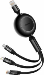 BASEUS BRIGHT MIRROR 2 SERIES, ΠΤΥΣΣΟΜΕΝΑ ΚΑΛΩΔΙΑ ΦΟΡΤΙΣΗΣ, 3 ΣΕ 1, ΜΑΥΡΟ