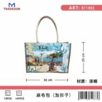 Τουριστική τσάντα λινή με κουμπί - Chalkidiki - 36*25*16cm - 871883 - Image 2