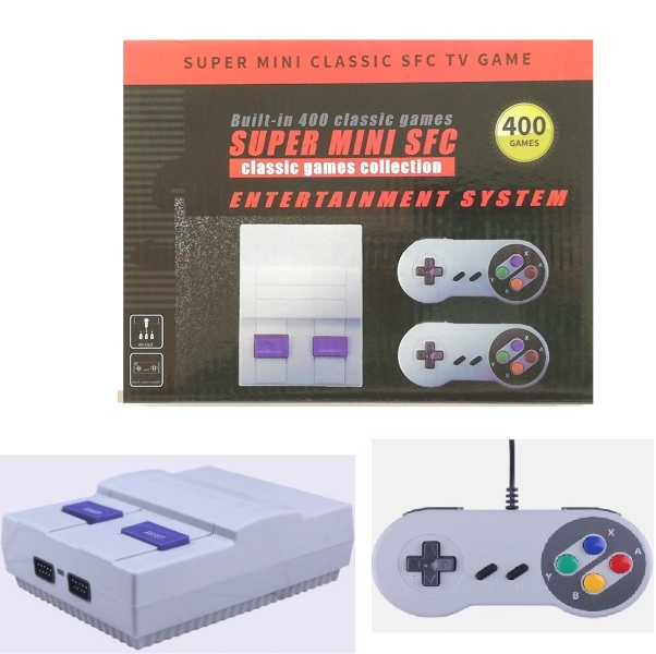 400_GAMES_1_xkig-ym Ρετρό παιχνιδομηχανή με 400 παιχνίδια και ενσύρματα τηλεχειριστήρια Super mini SFC OEM - Image 1