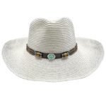 Καπέλο Ψαθόχαρτο Cowboy Δέρμα-Πέτρα Λευκό ø39cm SummerTiempo 623348 - 1 τεμ.
