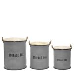 Κουτιά Αποθήκευσης Με Καπάκι Γκρι Μέταλλο Σετ 3Τμχ - 1 τεμ.
