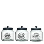 Βάζο Γυαλί Με Μαύρο Καπάκι 250cl Σε 3 Σχέδια - 1 τεμ.