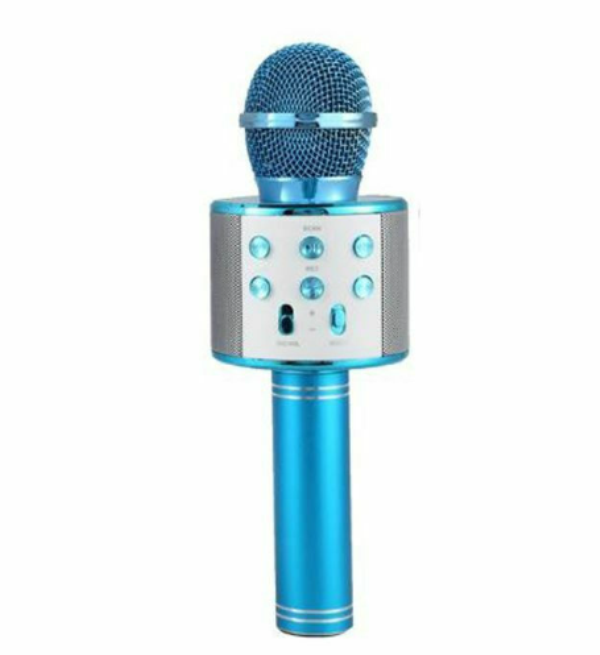 858_blue_a3v6-9t Ασύρματο bluetooth μικρόφωνο με ενσωματωμένο ηχείο και καραόκε μπλε WS-858 OEM - Image 1