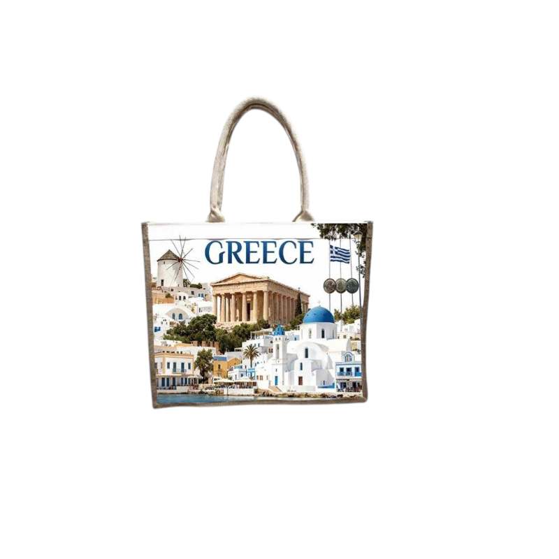 871918-Photoroom Τουριστική τσάντα λινή με φερμουάρ - Greece - 40*34*19cm - 871918 - Image 1