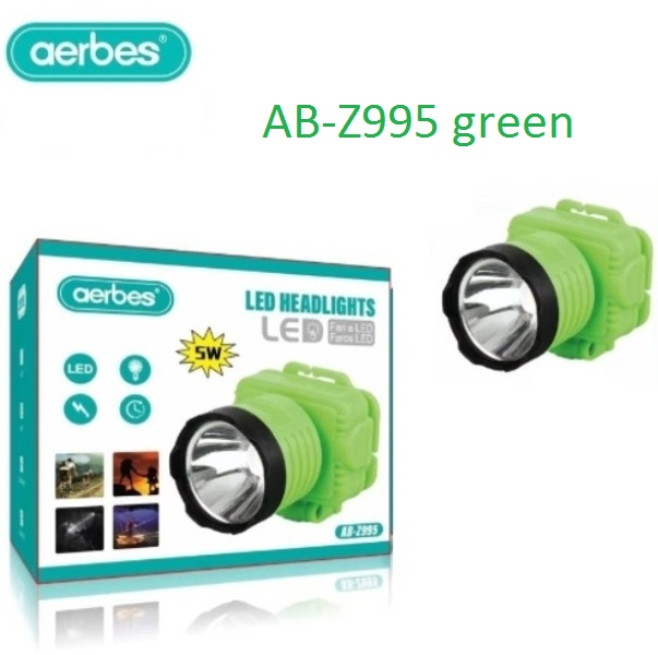 AB_Z995_GREEN_1 Επαναφορτιζόμενος προβολέας κεφαλής LED πράσινος AB-Z995 Aerbes Aerbes - Image 1