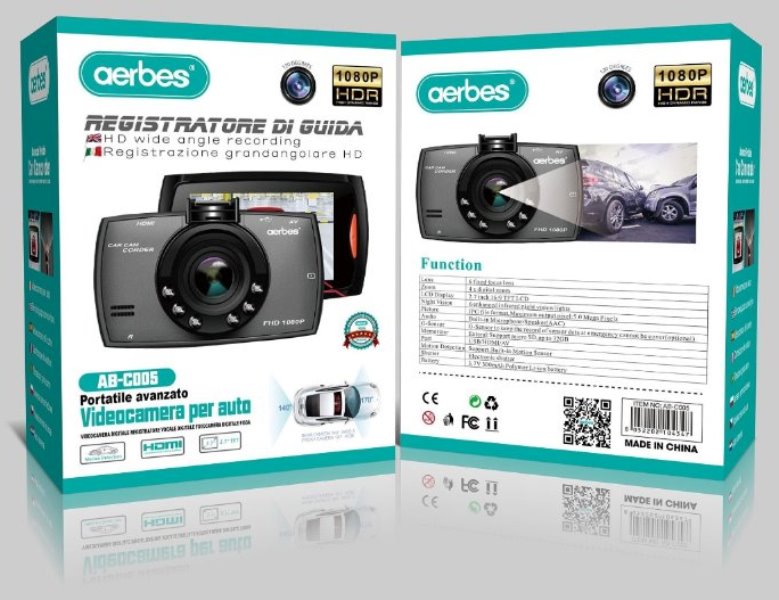 CAM_rdsq-59 Καταγραφικό HD DVR κάμερα αυτοκινήτου με LCD 2,7'', ανίχνευση κίνησης & νυχτερινή λήψη Aerbes AB-C005 OEM - Image 1
