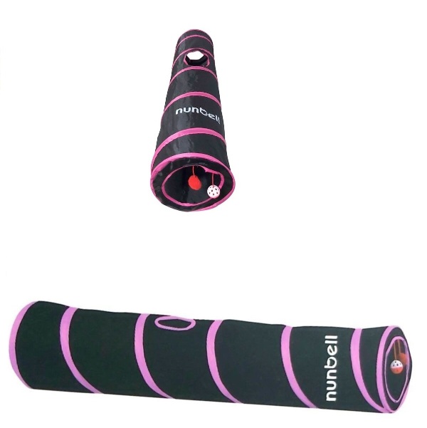CAT_TUNNEL_PINK_2_4xm7-df Τούνελ γάτας με μπάλες-παιχνιδιού ροζ-μαύρο 120cm 19418-243 Nunbell Nunbell - Image 1