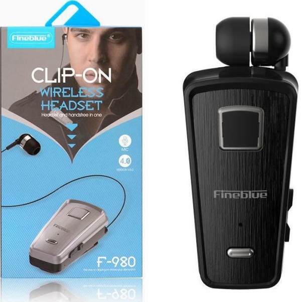 F980_BLACK_1 Ασύρματο επαναφορτιζόμενο ακουστικό πέτου Bluetooth F980 Fineblue OEM - Image 1