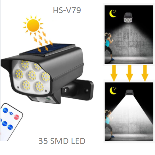 HS-V79_1_phfv-32 Ηλιακός λαμπτήρας ομοίωμα κάμερας παρακολούθησης με αισθητήρα κίνησης και τηλεχειριστήριο HS-V79 OEM - Image 1